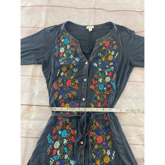 Anthropologie Tiny WOmen's Grey Emroidered Button Front Dress - Small - Picture 10 of 16